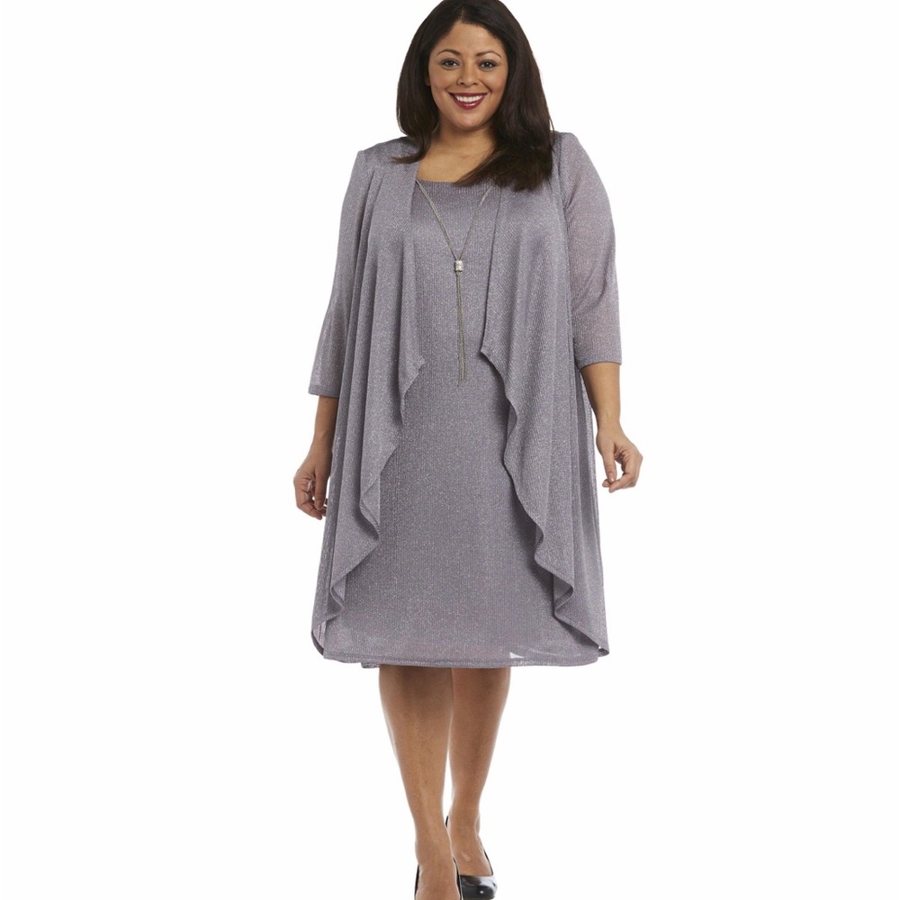 R & M Richard’s Dusty Silver Mother Of Bride Gown Dress - Women’s 18W NWT!